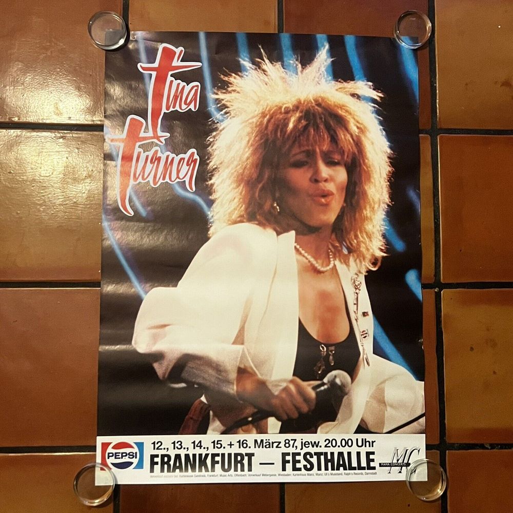 1987 Tina Turner UK Pepsi Tour Frankfurt Festival Promo Original Poster 23x33"‎